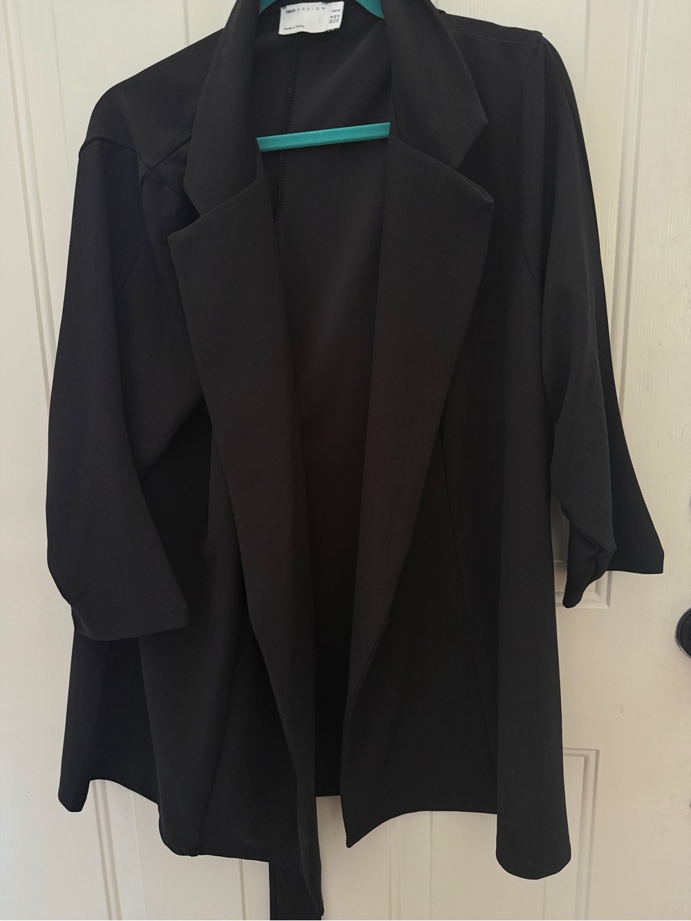 ASOS Curve Black Open-Front Blazer with Draped Lapels